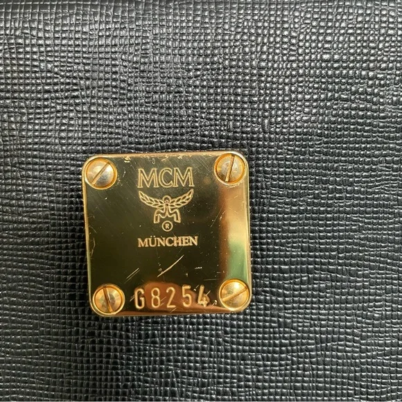 MCM Black Leather Tote Shoulder Bag with Gold Accents - Picture 6 of 13